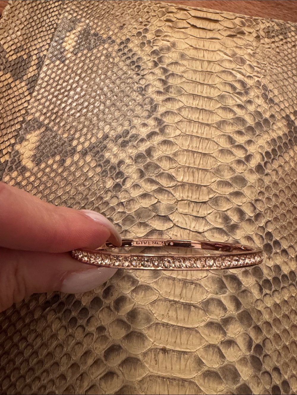 Givenchy Rose Gold Crystal Pavé Slim Bangle